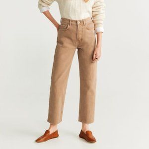 Mango Tan High Waist Straight Ankle Jeans Size 6